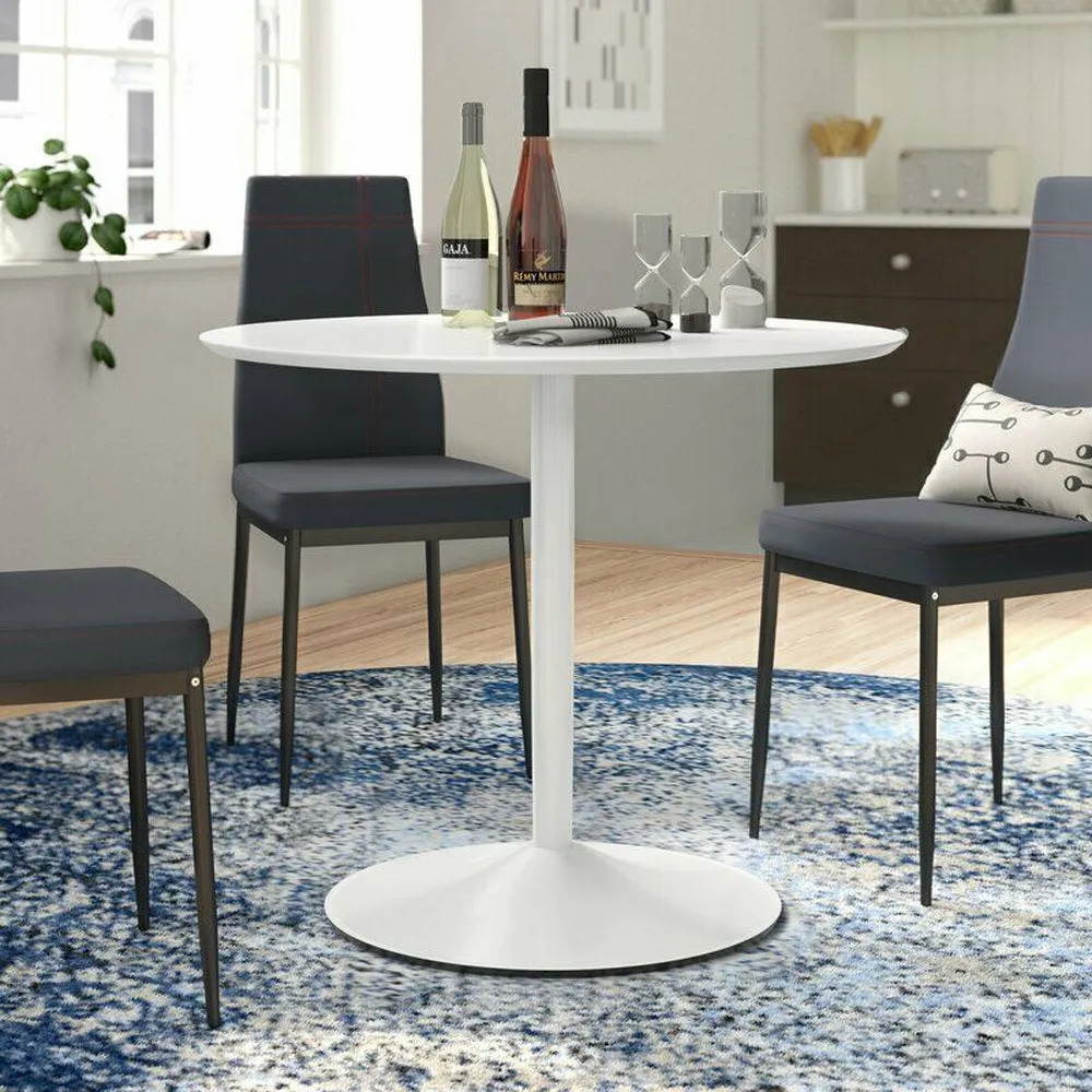 Jakob 4 Seater Round Dining Table- White (Table Only)