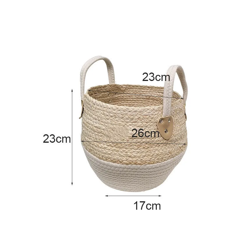 Japanese Woven Storage Basket Desktop Storage Box Snack Storage Box Toy Straw Storage Box Living Room Without Cover Basket