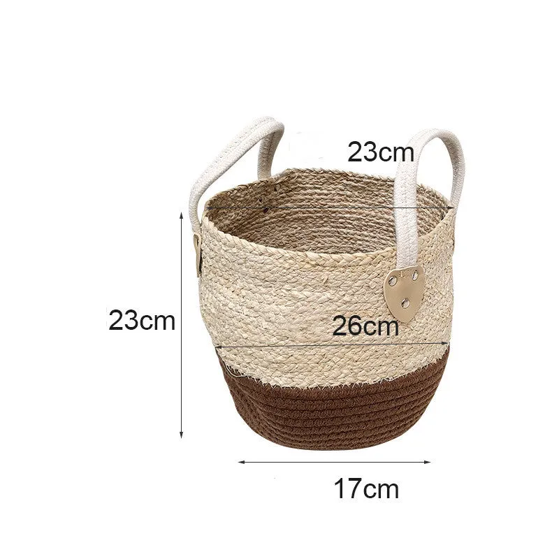 Japanese Woven Storage Basket Desktop Storage Box Snack Storage Box Toy Straw Storage Box Living Room Without Cover Basket