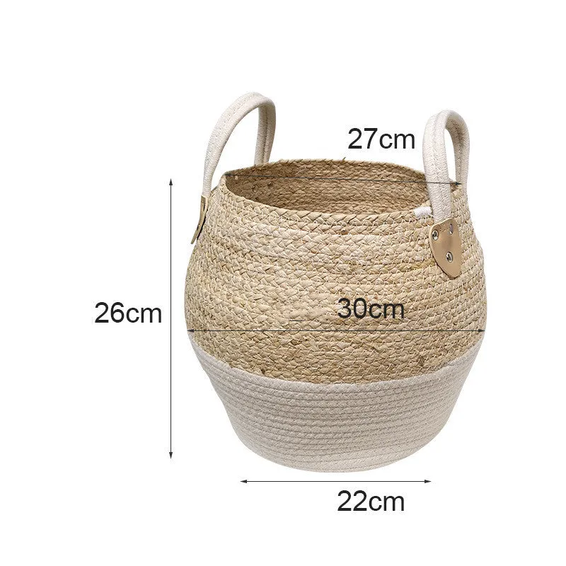 Japanese Woven Storage Basket Desktop Storage Box Snack Storage Box Toy Straw Storage Box Living Room Without Cover Basket