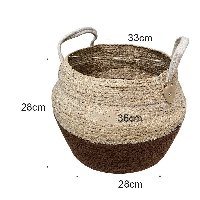 Japanese Woven Storage Basket Desktop Storage Box Snack Storage Box Toy Straw Storage Box Living Room Without Cover Basket