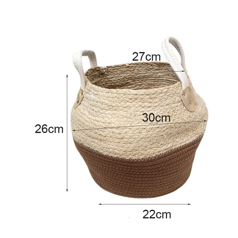 Japanese Woven Storage Basket Desktop Storage Box Snack Storage Box Toy Straw Storage Box Living Room Without Cover Basket