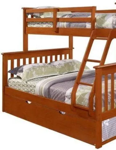 Jayden Espresso Twin over Full Bunk Bed with Trundle Bed