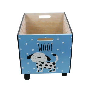 Kids Wooden Dog Design Storage Chest On Wheels