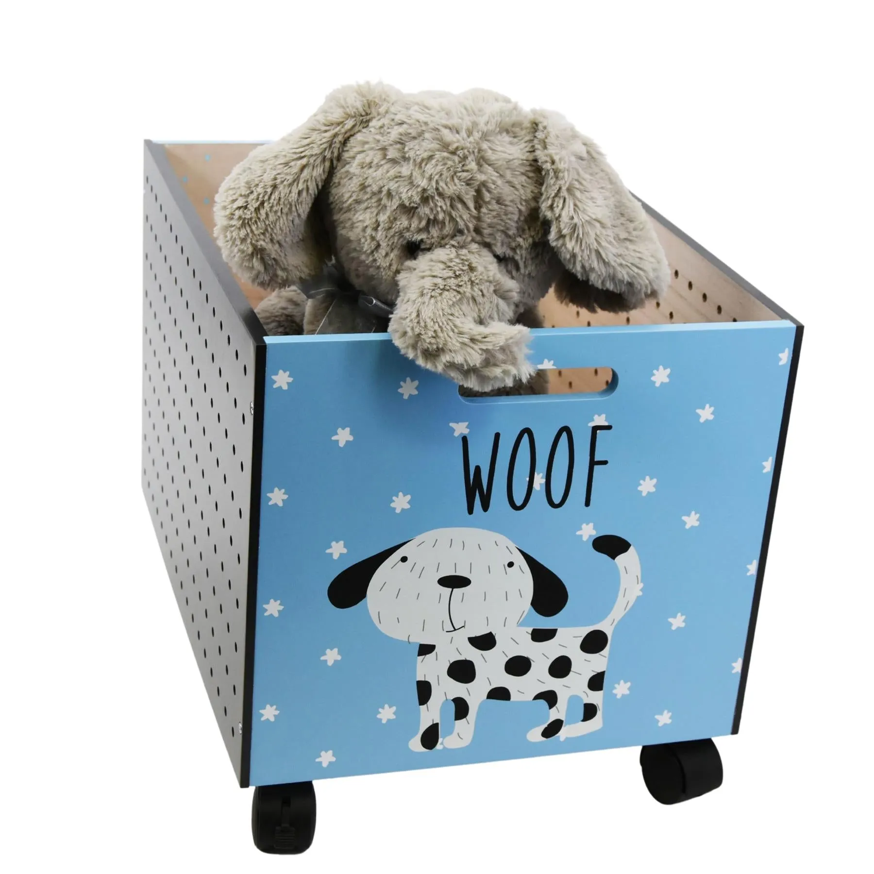 Kids Wooden Dog Design Storage Chest On Wheels