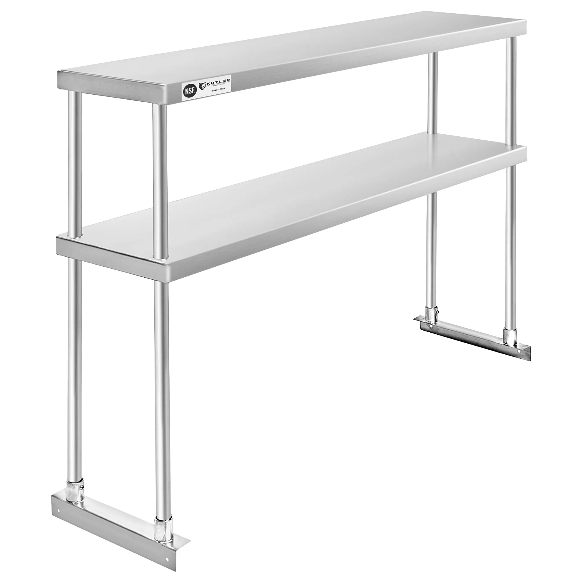 KUTLER Stainless Steel Double Overshelves for Prep and Work Tables