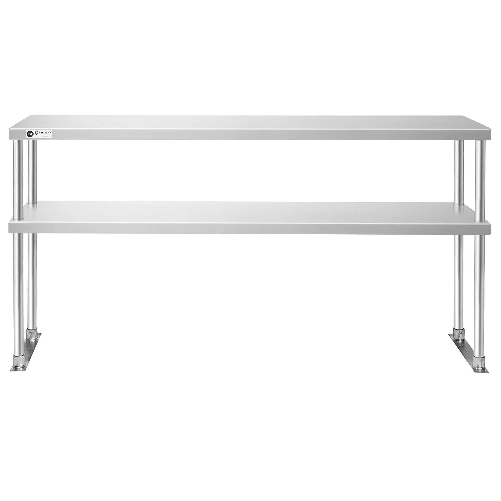 KUTLER Stainless Steel Double Overshelves for Prep and Work Tables