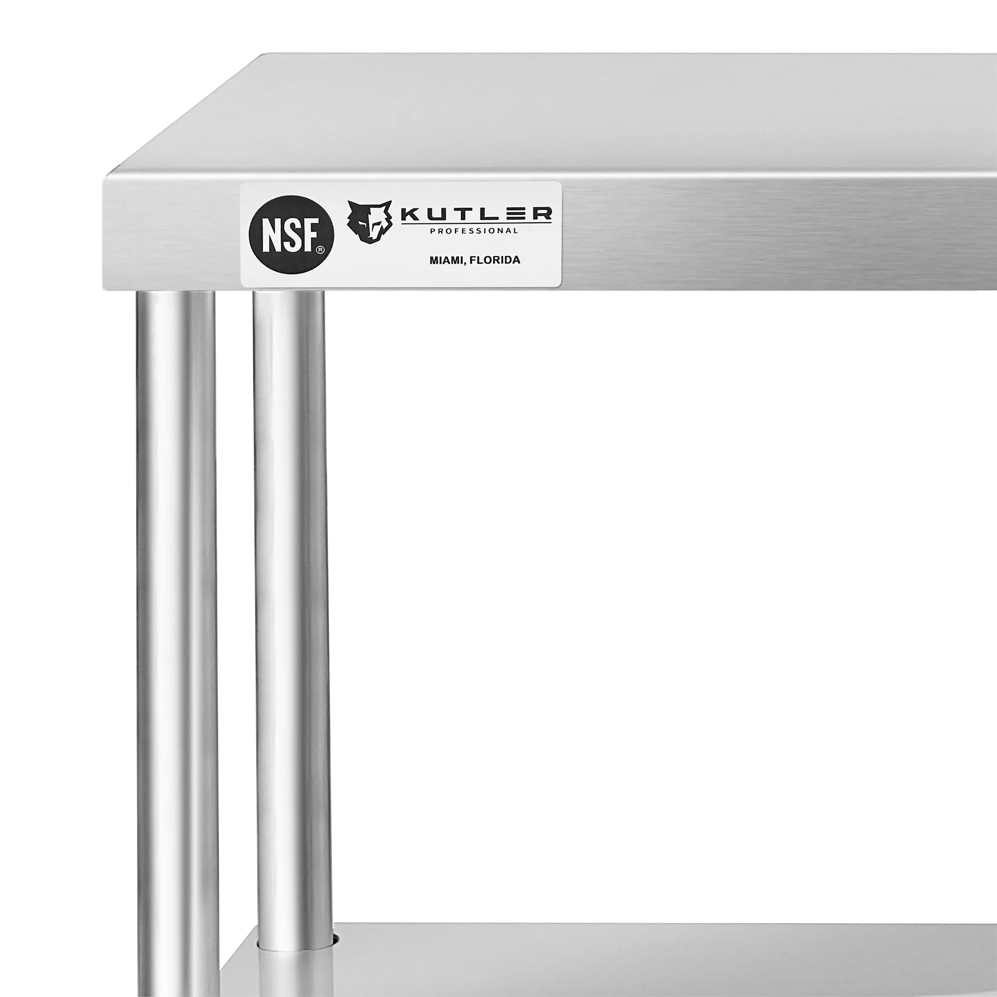 KUTLER Stainless Steel Double Overshelves for Prep and Work Tables