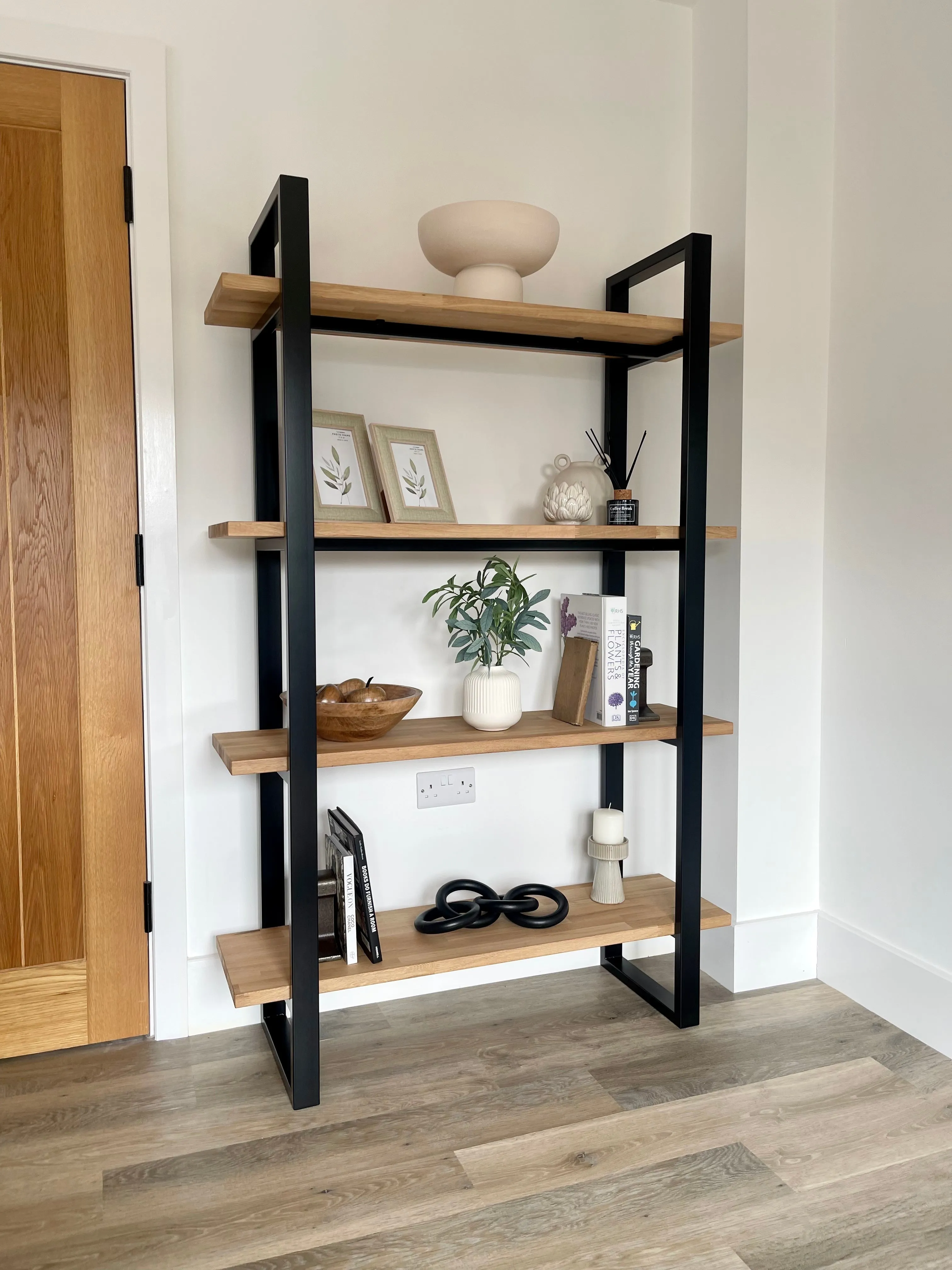 Landon Oak Metal Bookcase