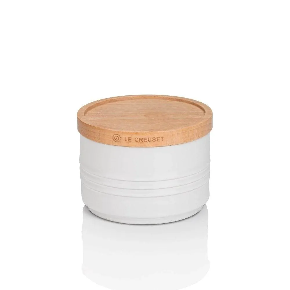 Le Creuset Stoneware Small Storage Jar with Wooden Lid Cotton (DISC)