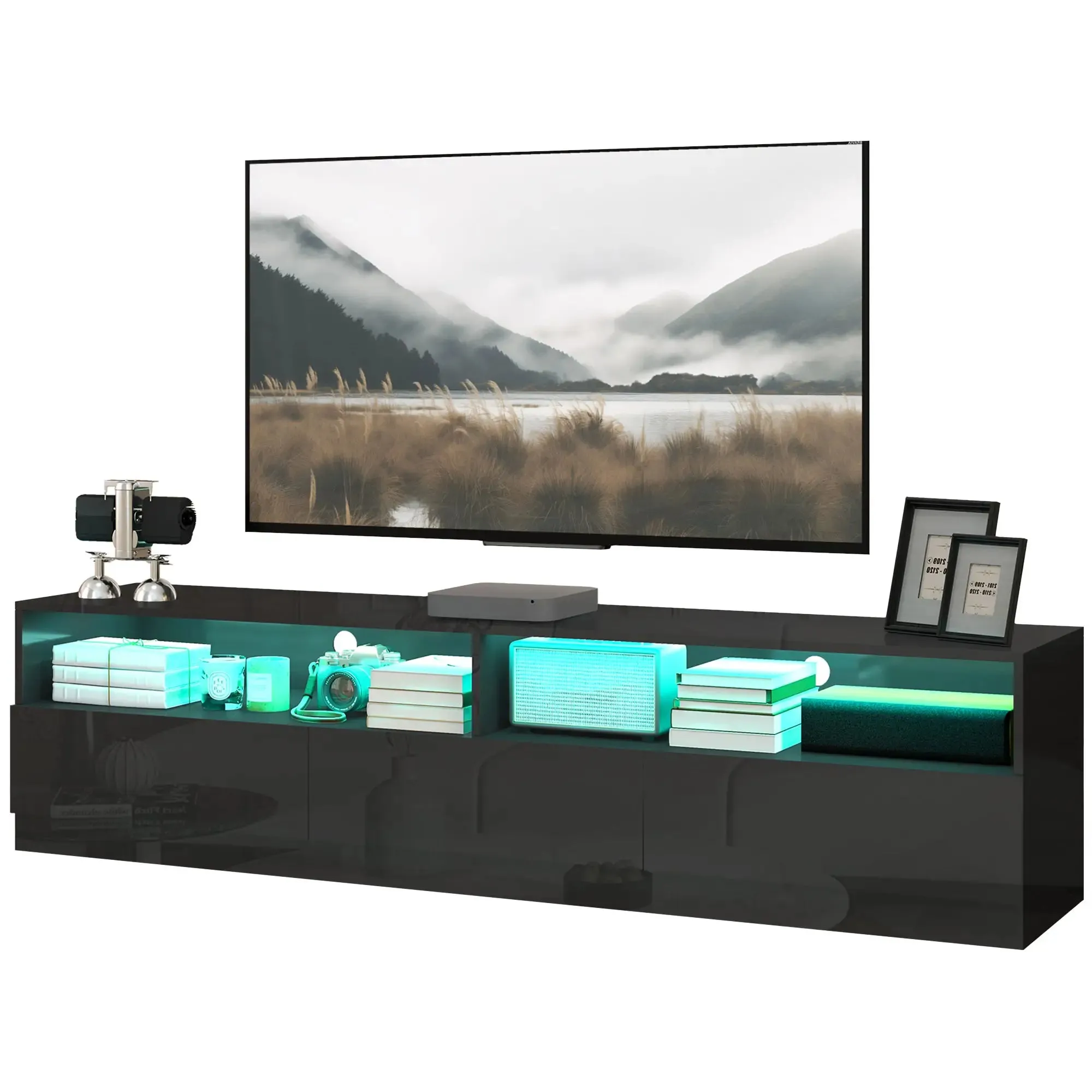 Led Lighted TV Stand For Up To 75" TV with Storage Drawers - Available in 2 Colours