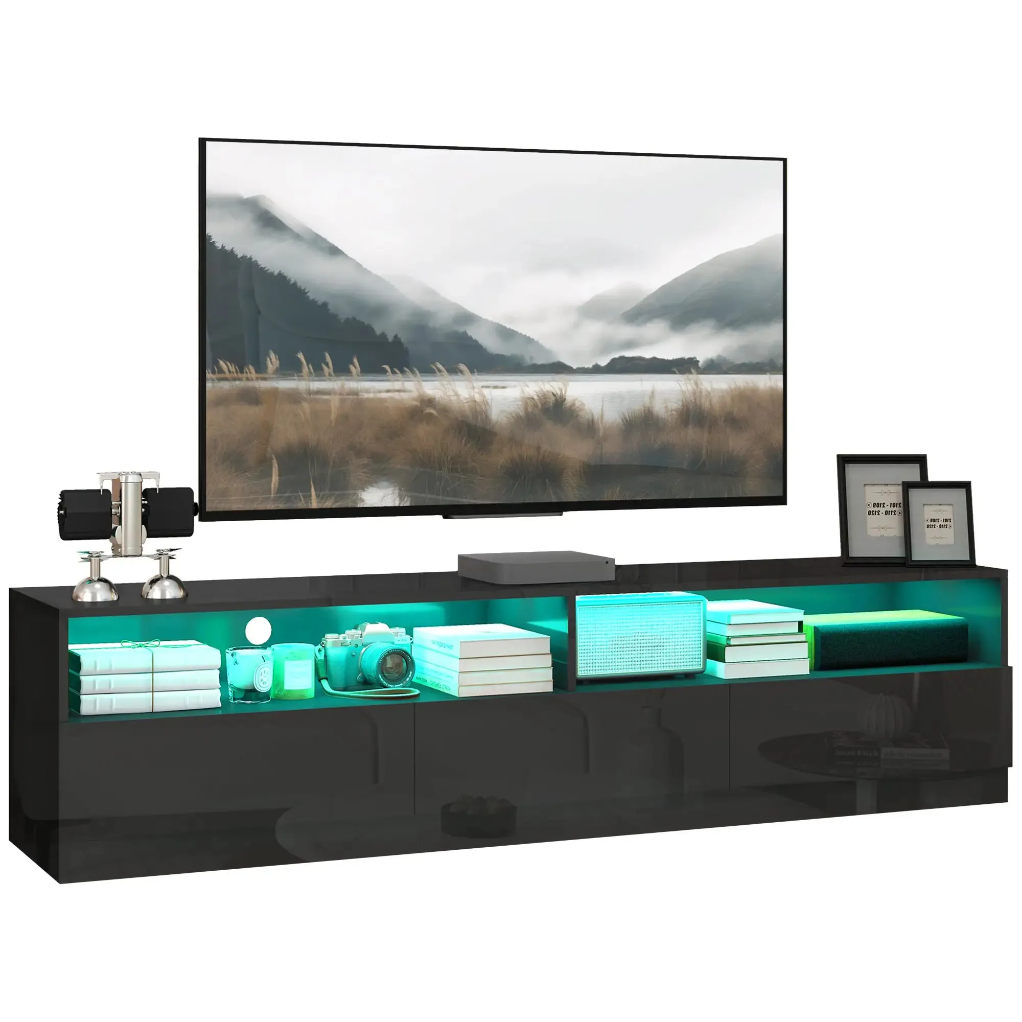 Led Lighted TV Stand For Up To 75" TV with Storage Drawers - Available in 2 Colours