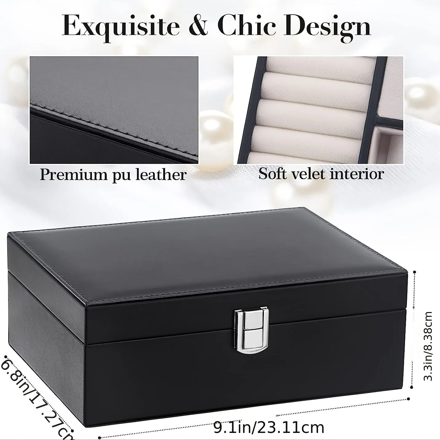 Lockable 2Layer Jewelry Storage Box  Large Capacity PU Leather