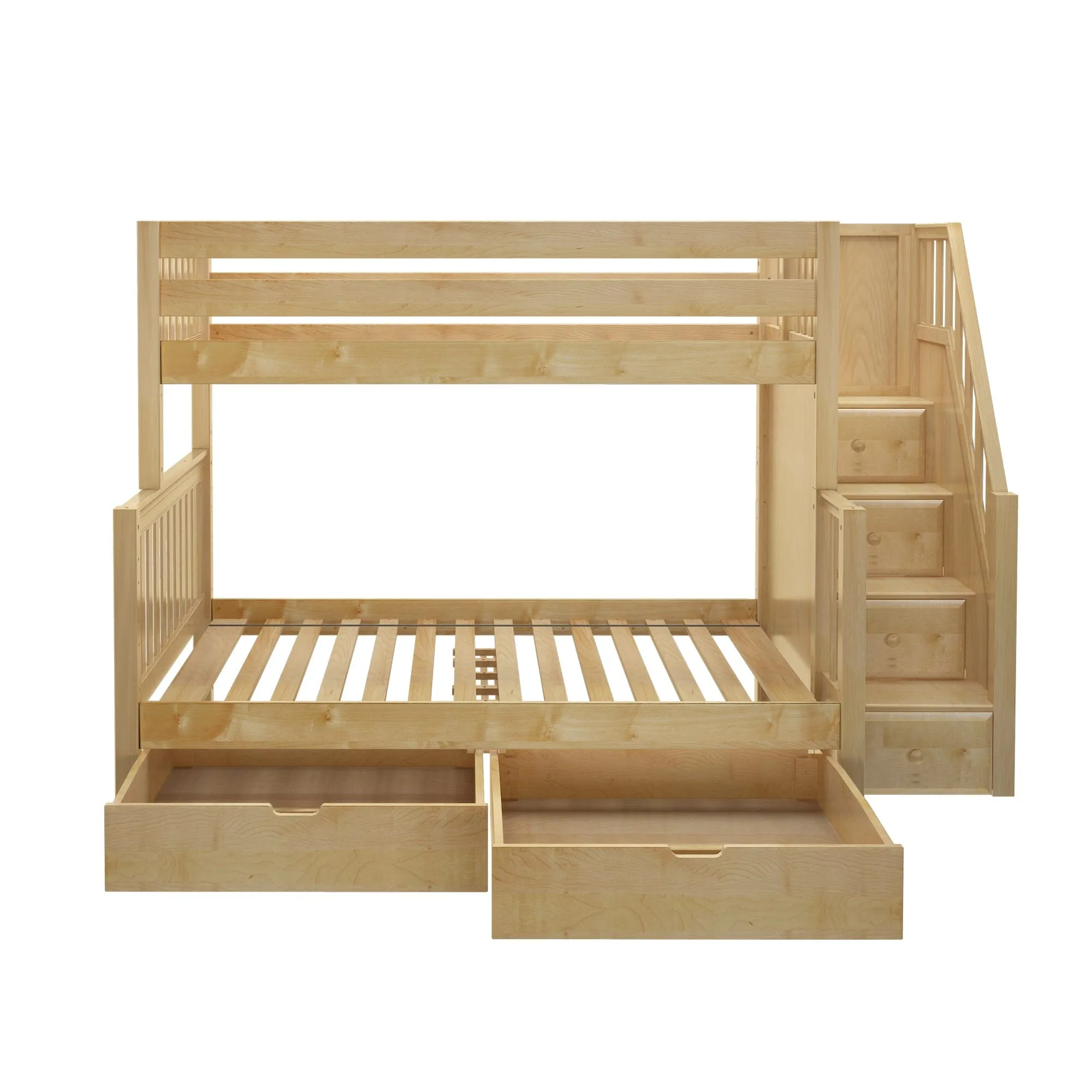 Medium Twin over Full Bunk Bed with Stairs and Underbed Storage Drawer