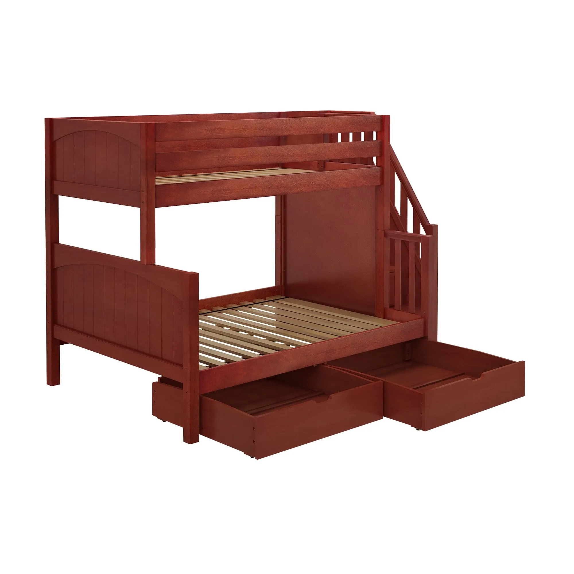 Medium Twin over Full Bunk Bed with Stairs and Underbed Storage Drawer