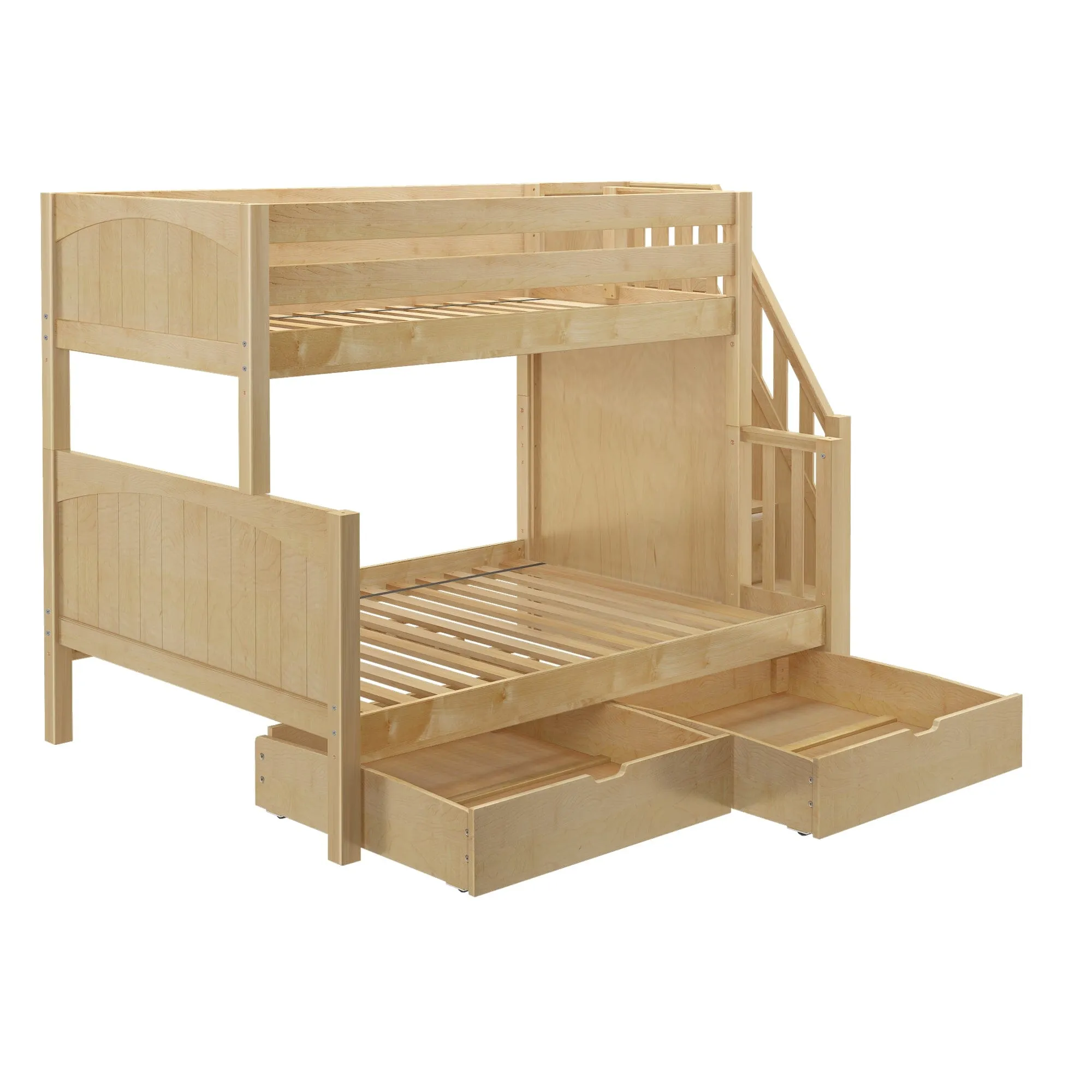 Medium Twin over Full Bunk Bed with Stairs and Underbed Storage Drawer