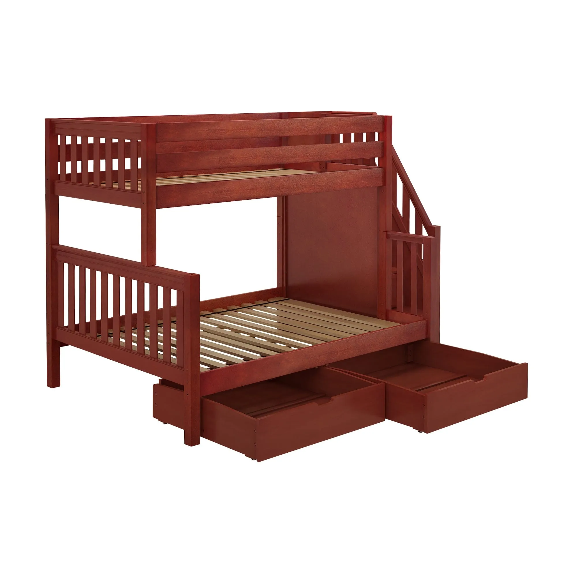 Medium Twin over Full Bunk Bed with Stairs and Underbed Storage Drawer