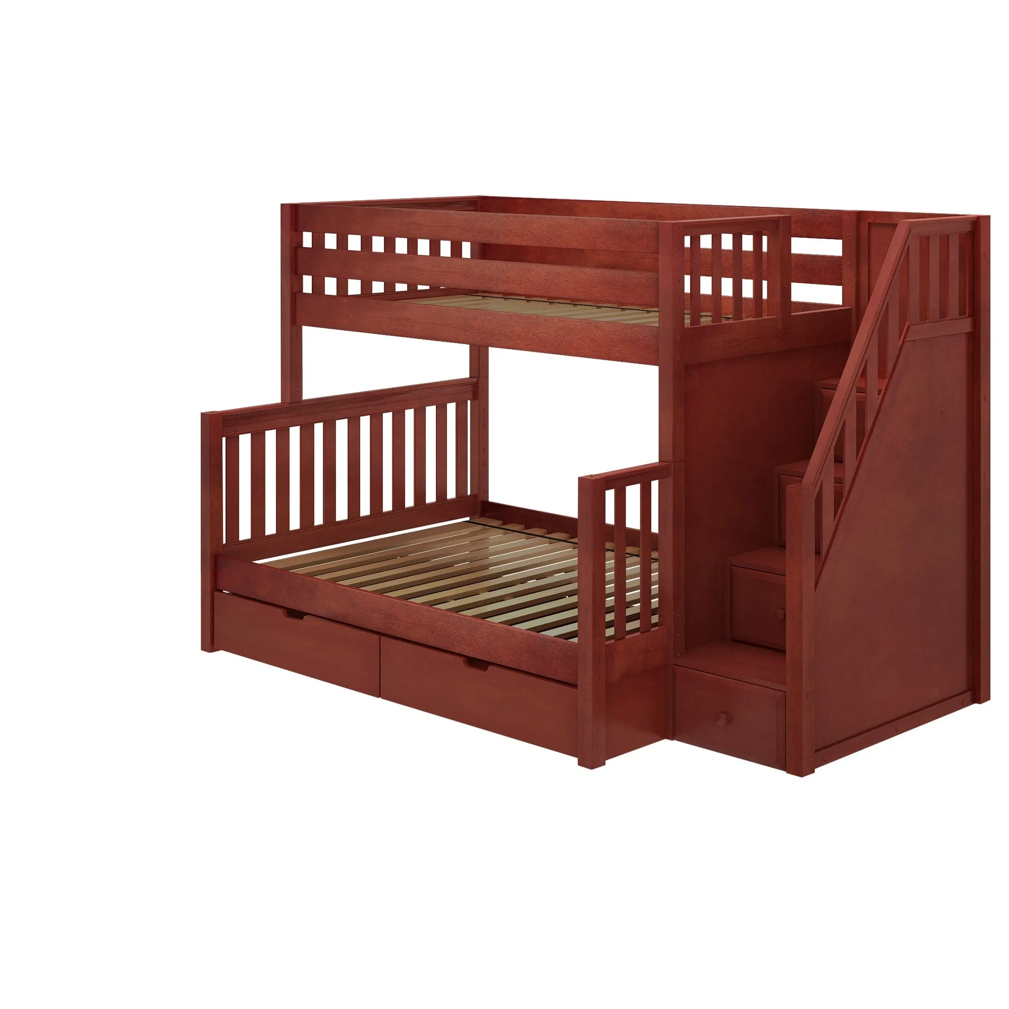 Medium Twin over Full Bunk Bed with Stairs and Underbed Storage Drawer