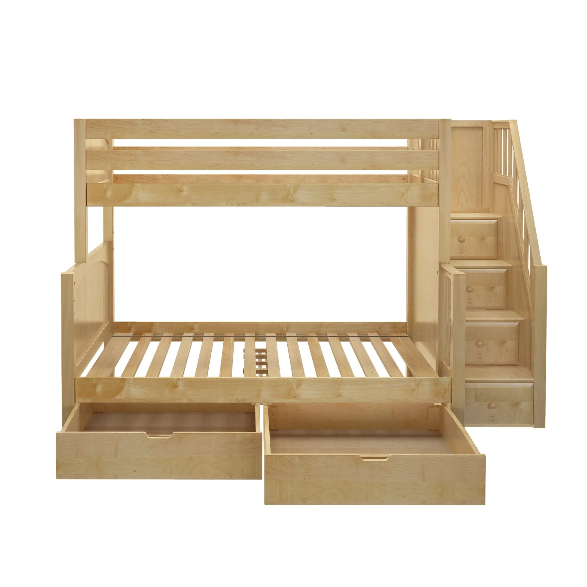 Medium Twin over Full Bunk Bed with Stairs and Underbed Storage Drawer