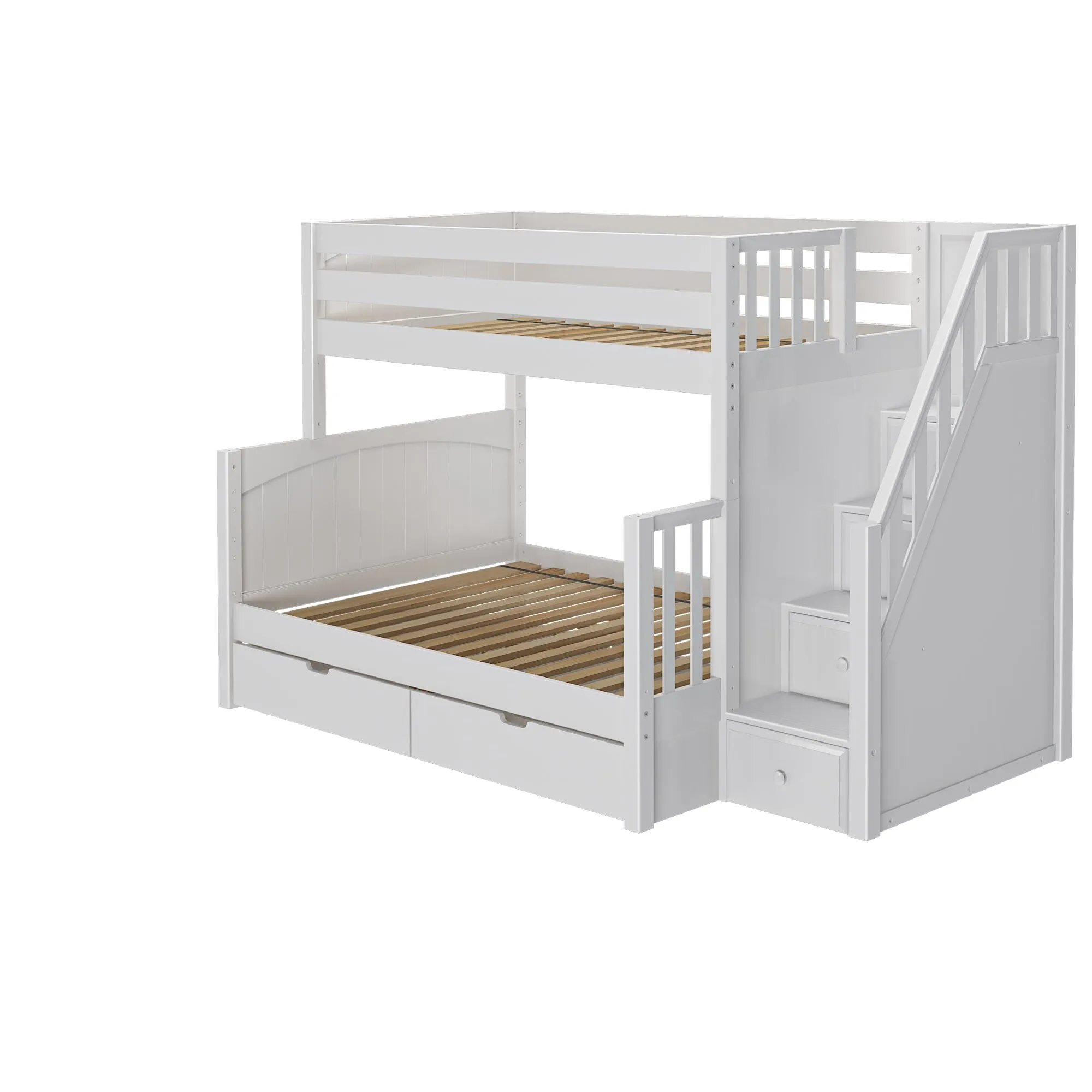 Medium Twin over Full Bunk Bed with Stairs and Underbed Storage Drawer