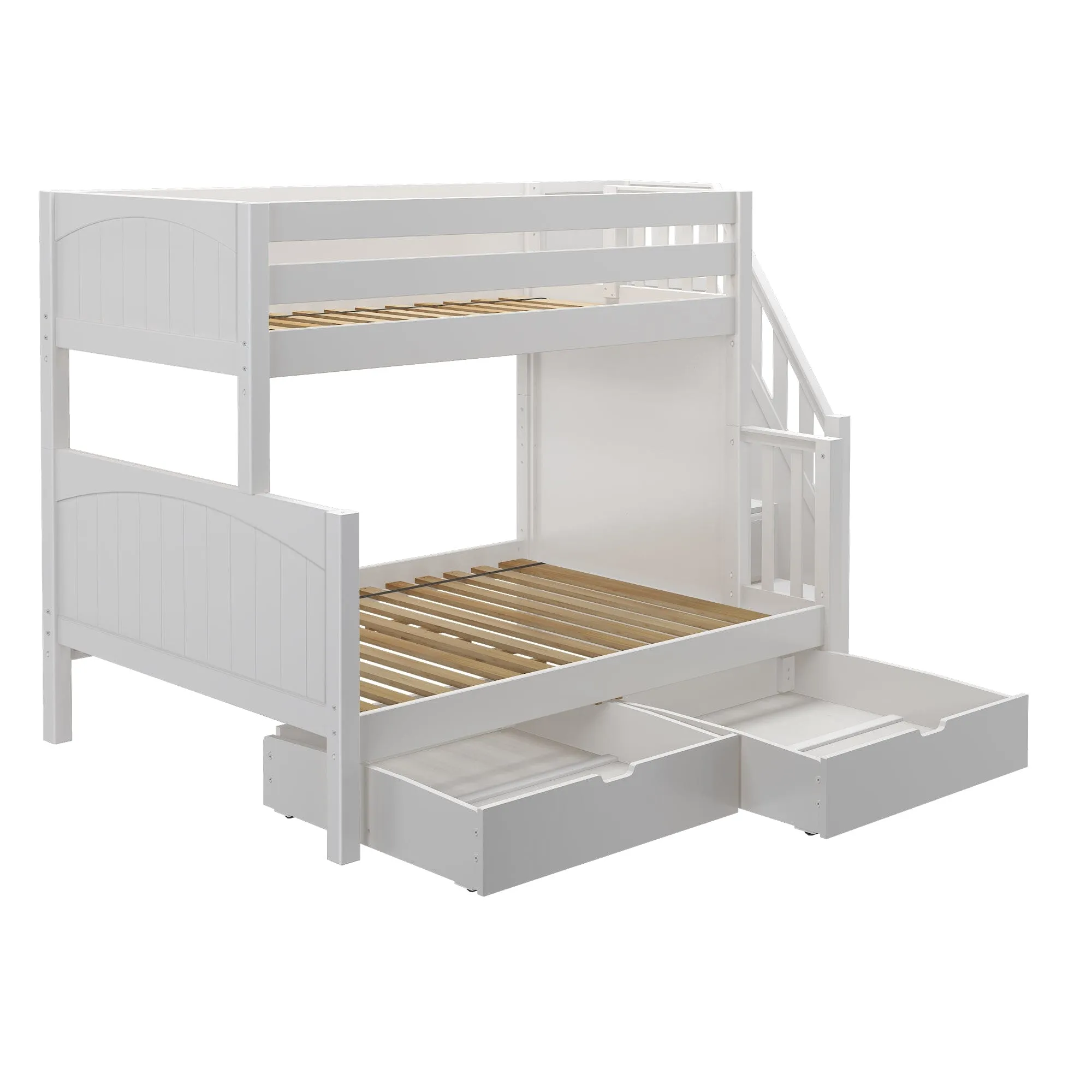 Medium Twin over Full Bunk Bed with Stairs and Underbed Storage Drawer