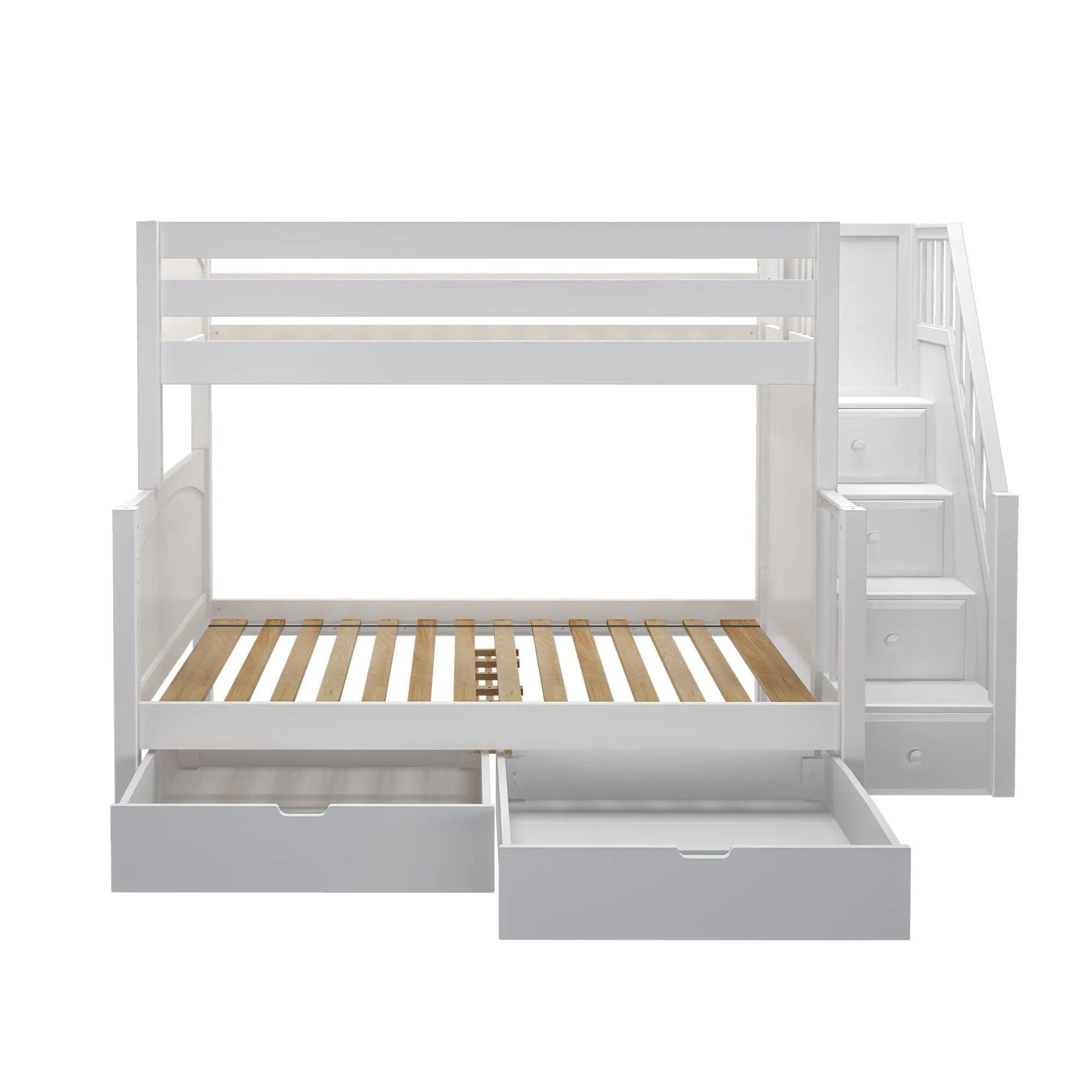 Medium Twin over Full Bunk Bed with Stairs and Underbed Storage Drawer