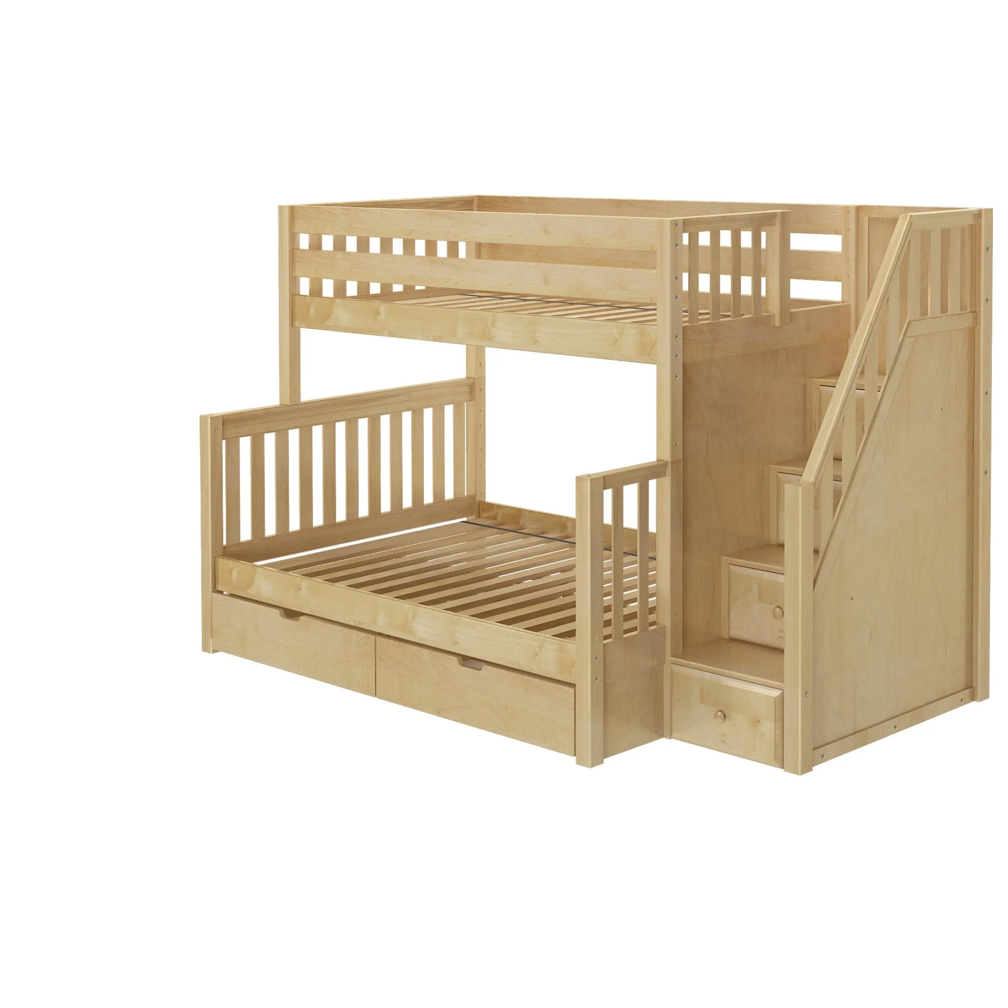 Medium Twin over Full Bunk Bed with Stairs and Underbed Storage Drawer