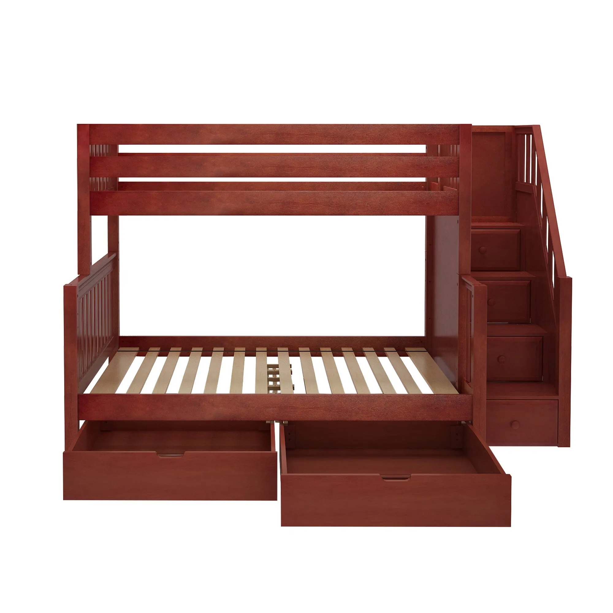 Medium Twin over Full Bunk Bed with Stairs and Underbed Storage Drawer