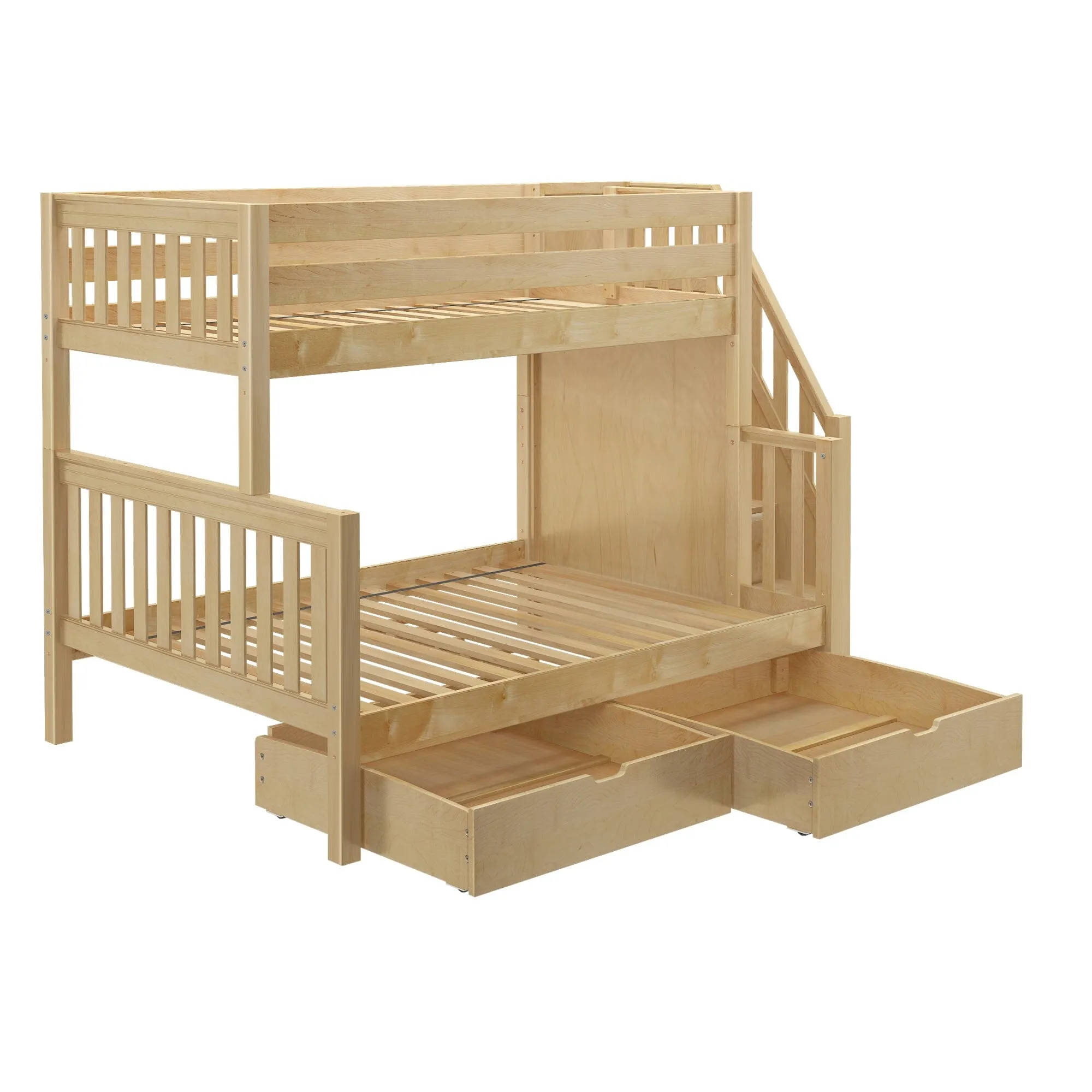 Medium Twin over Full Bunk Bed with Stairs and Underbed Storage Drawer