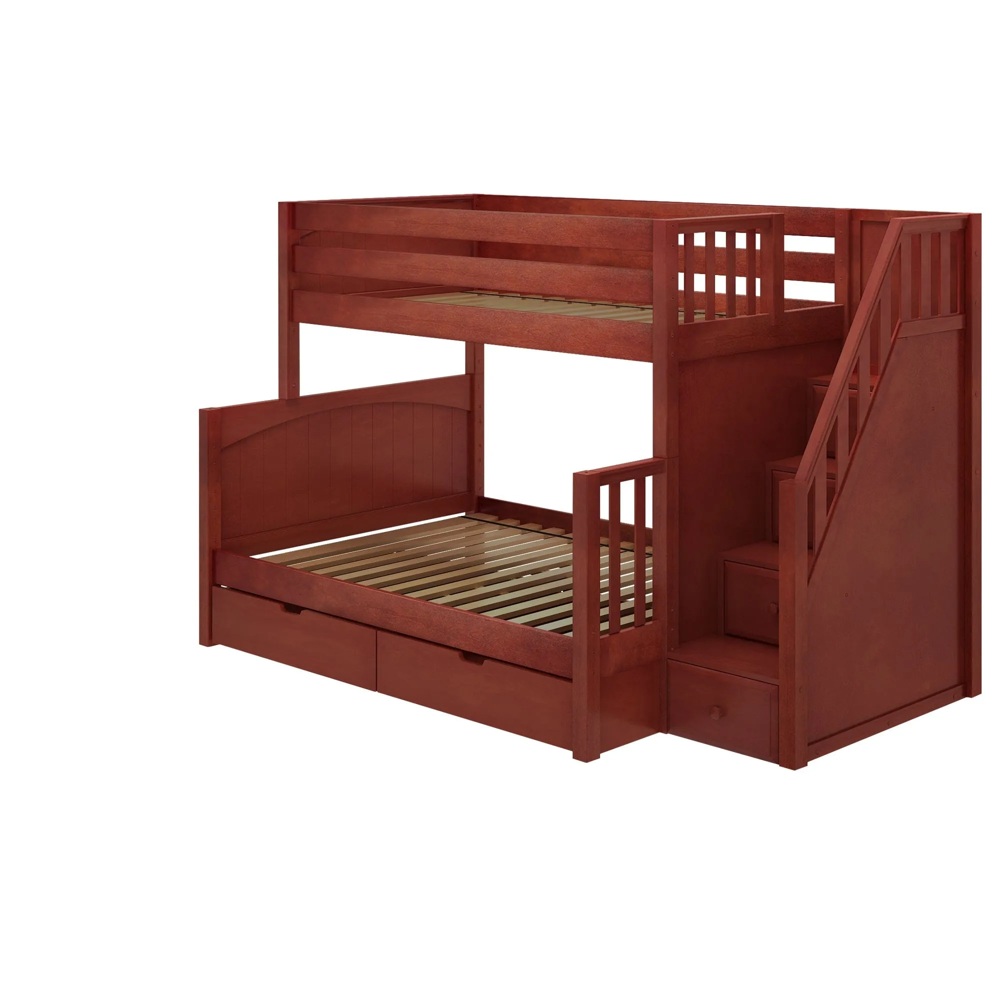 Medium Twin over Full Bunk Bed with Stairs and Underbed Storage Drawer