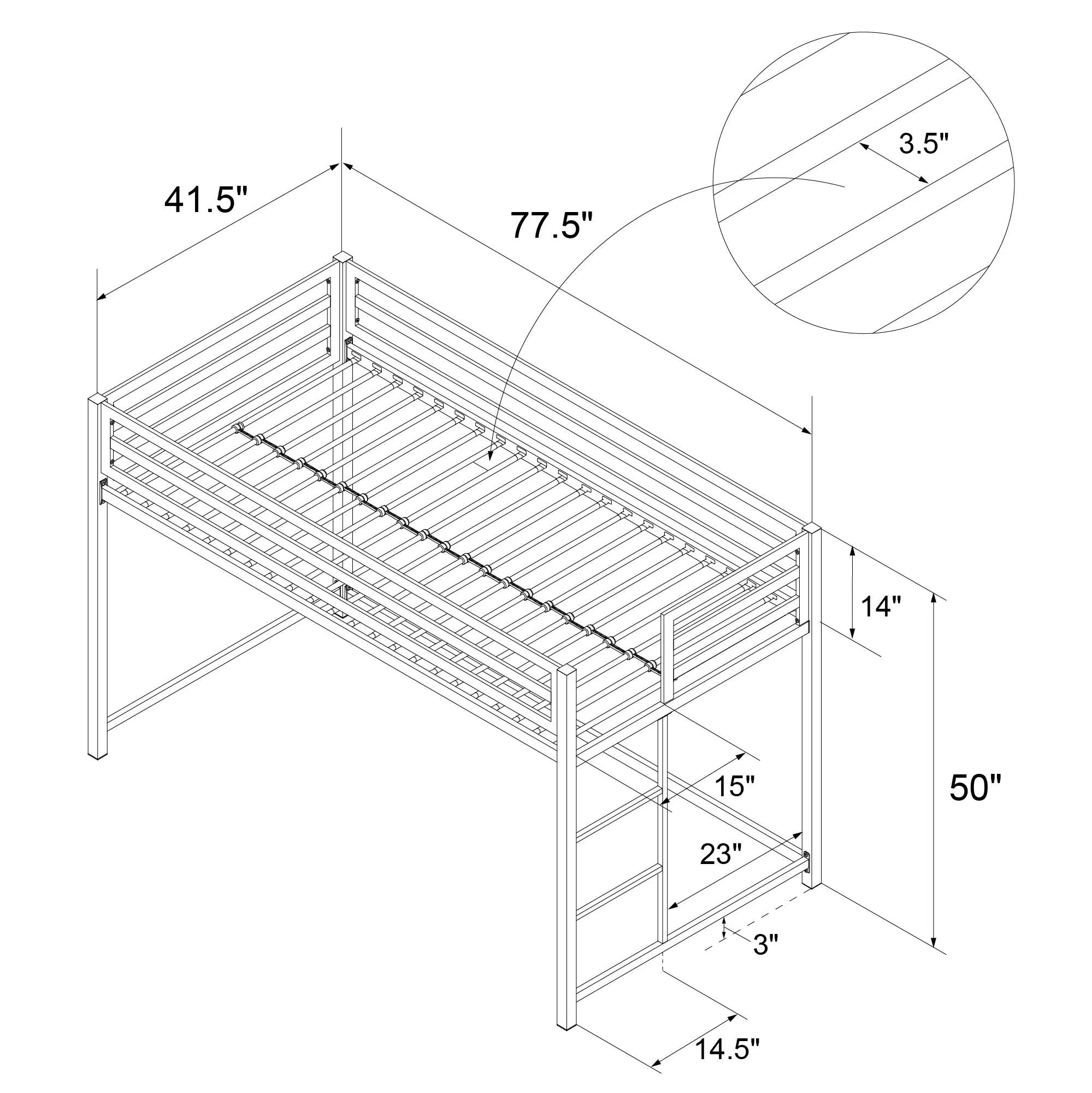 Miles Metal Jnior Loft Bed