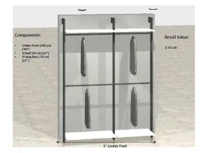 Modern Interior Modular Closet - 5 Feet Option # 2