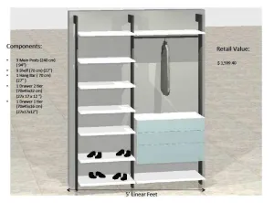 Modern Interior Modular Closet - 5 Feet Option # 3