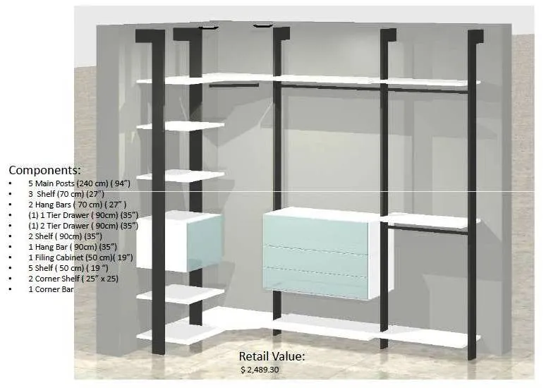 Modern Interior Modular Closet - Corner Option # 1