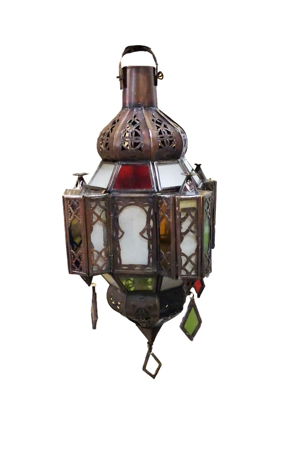 Moroccan Lamp Hanging Multi-Colour Glass Pyramids