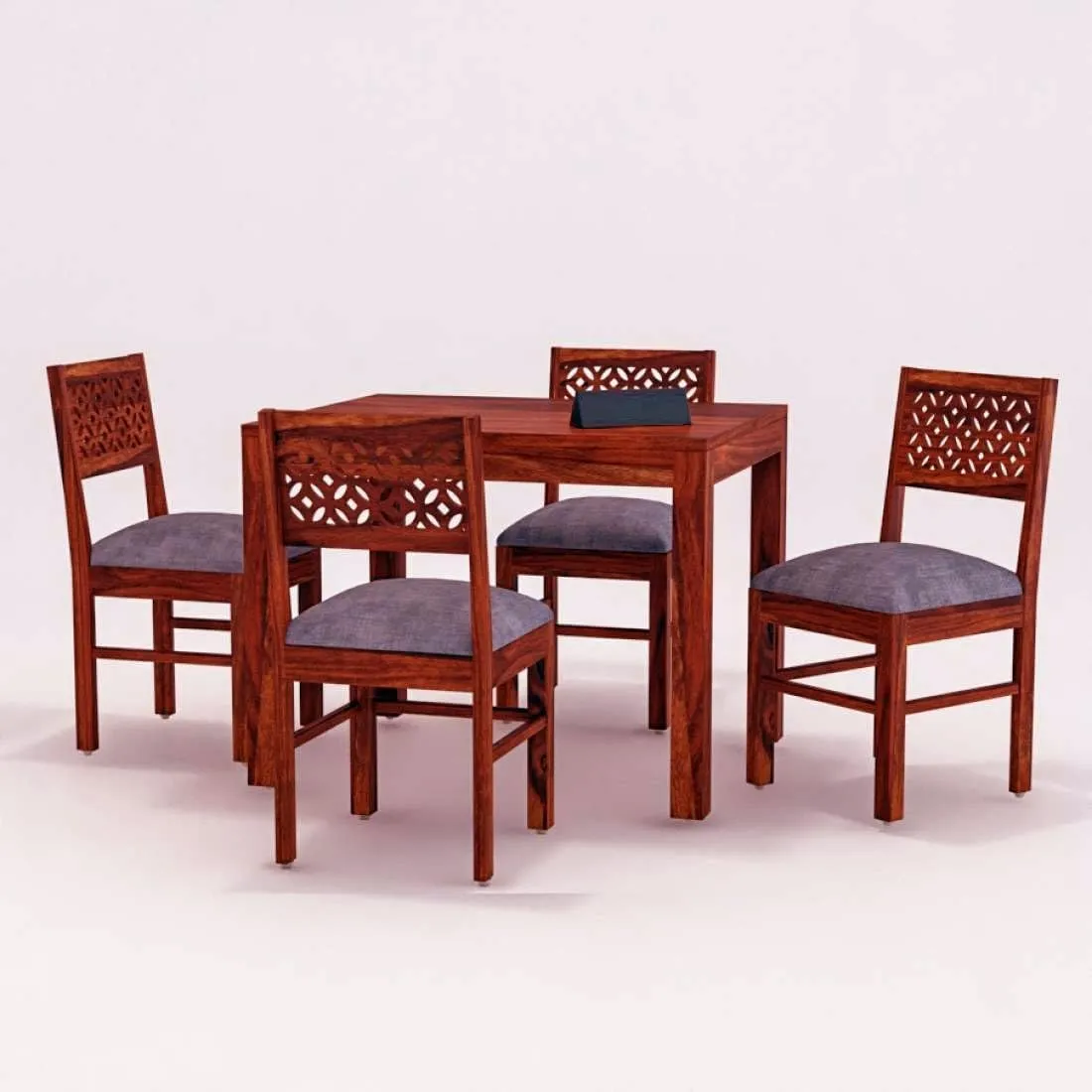 NATHJI ART PALACE Sheesham Wood 4 Seater Dining Table with Chair Four Seater Wooden Dining Room Set Dinner Table || Solid Wood Dining Room Sets for Living Room Home Restaurant - Mahogany