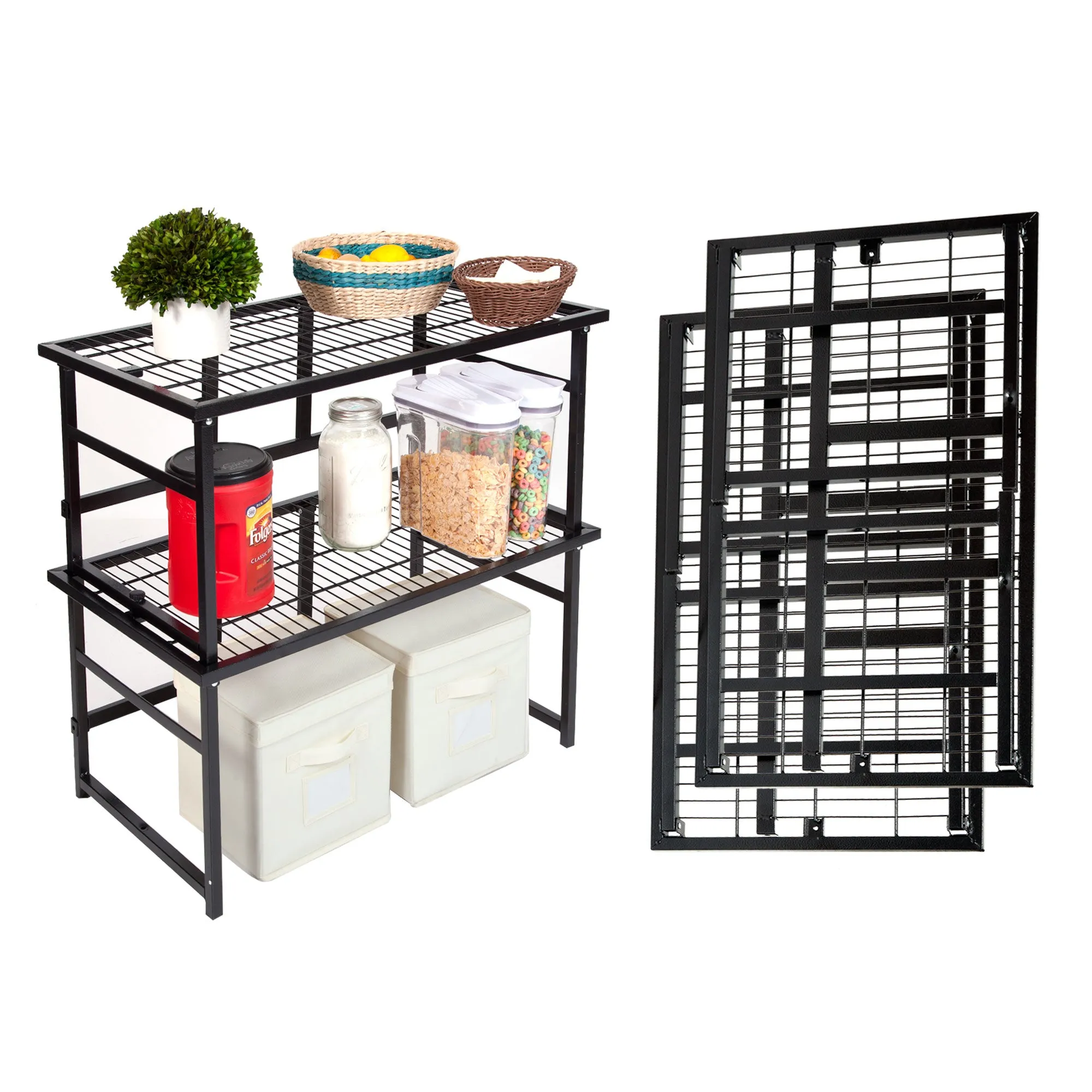 Origami R1 Series: Stackable & Foldable Storage Rack - (2-Pack)