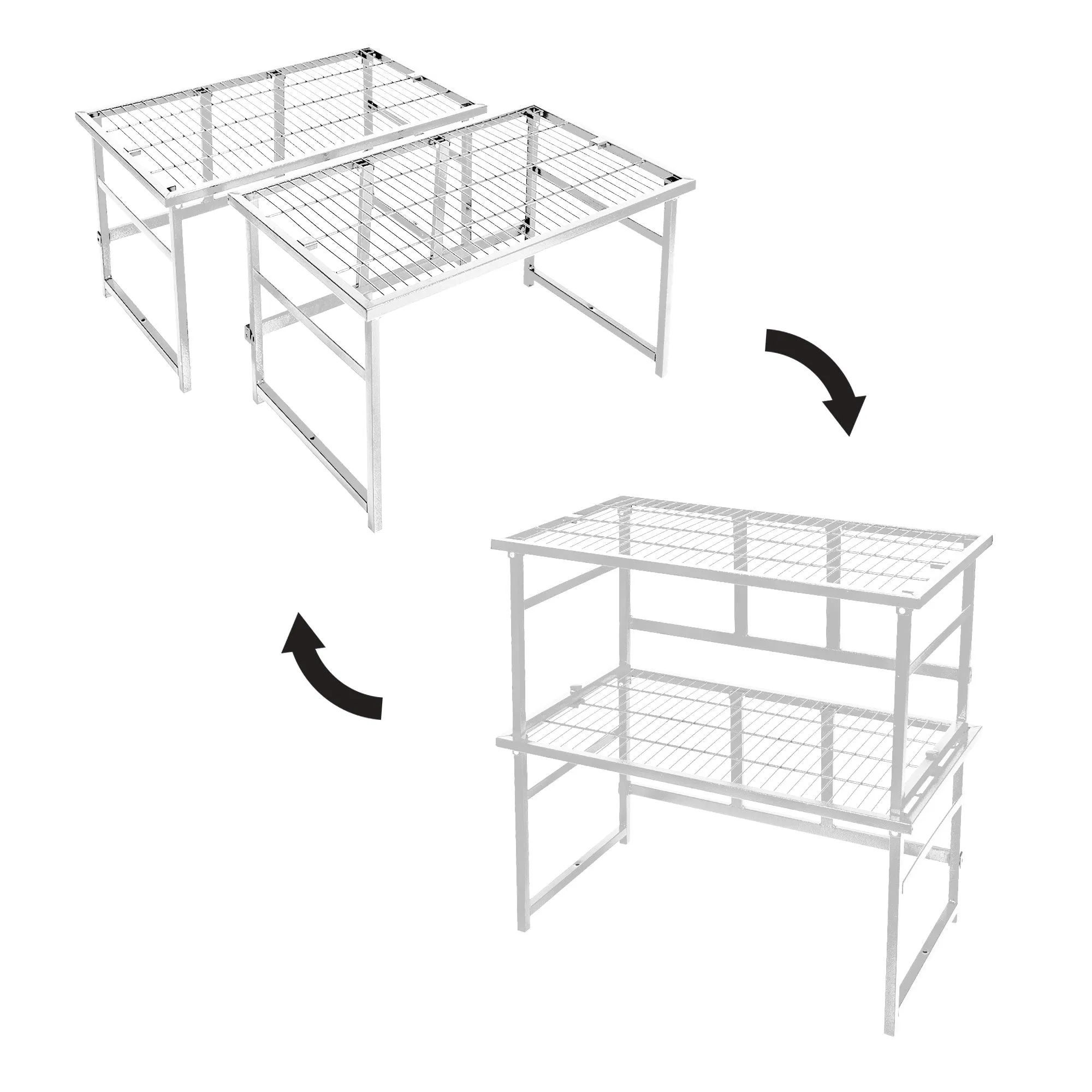 Origami R1 Series: Stackable & Foldable Storage Rack - (2-Pack)