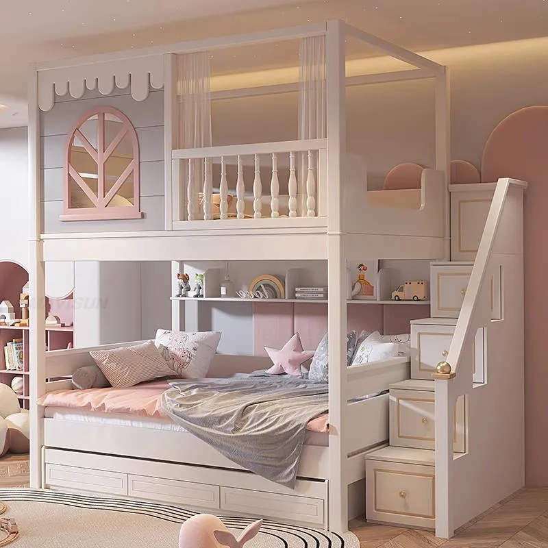 Pink Children Beds with Guardrail