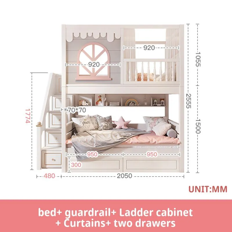 Pink Children Beds with Guardrail