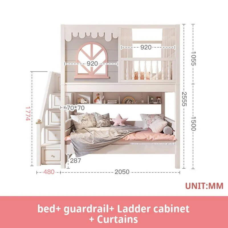 Pink Children Beds with Guardrail