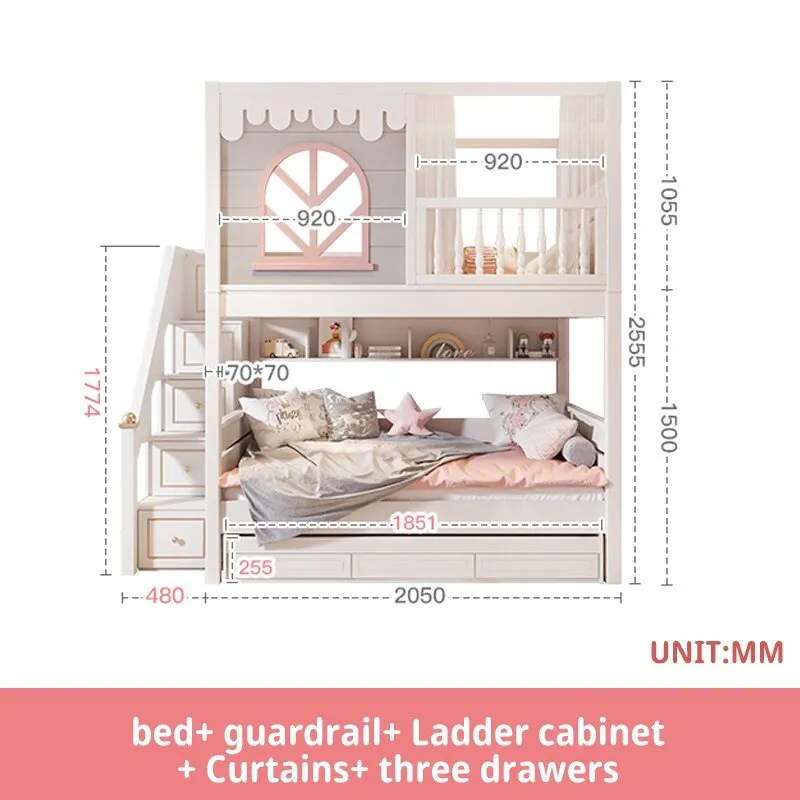 Pink Children Beds with Guardrail