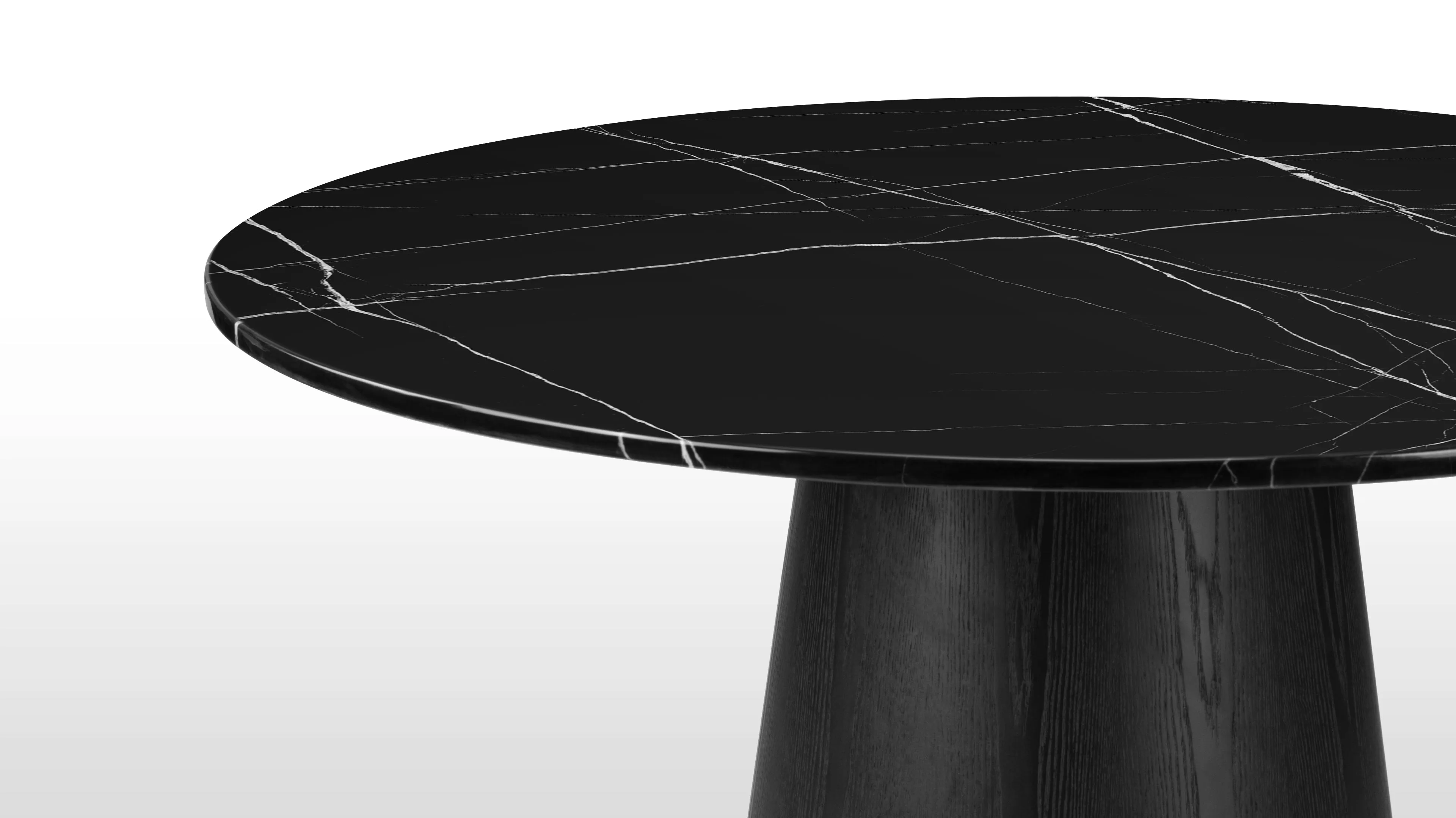 Pluto - Pluto Round Dining Table, Black Marble, 47in