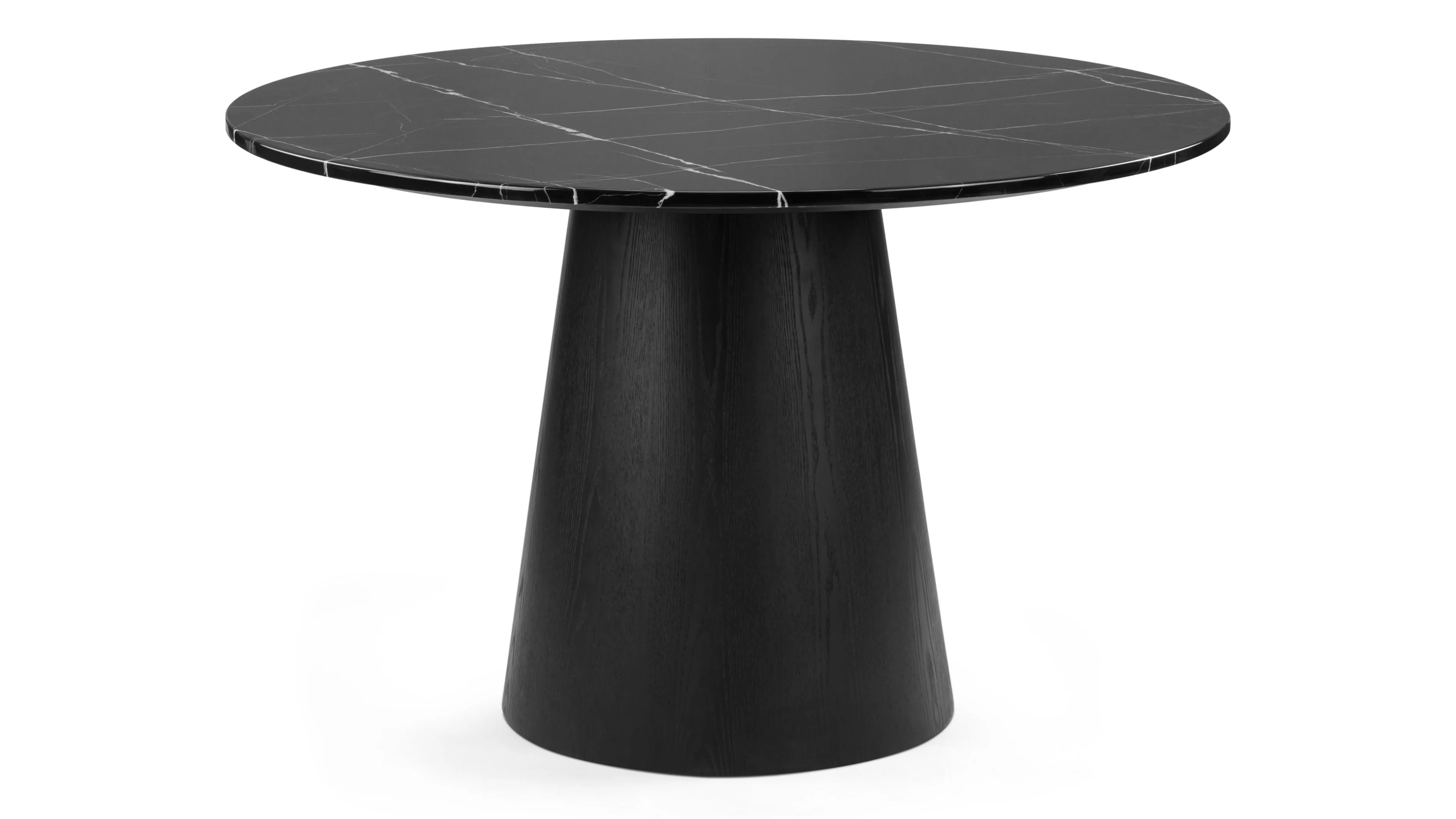 Pluto - Pluto Round Dining Table, Black Marble, 47in