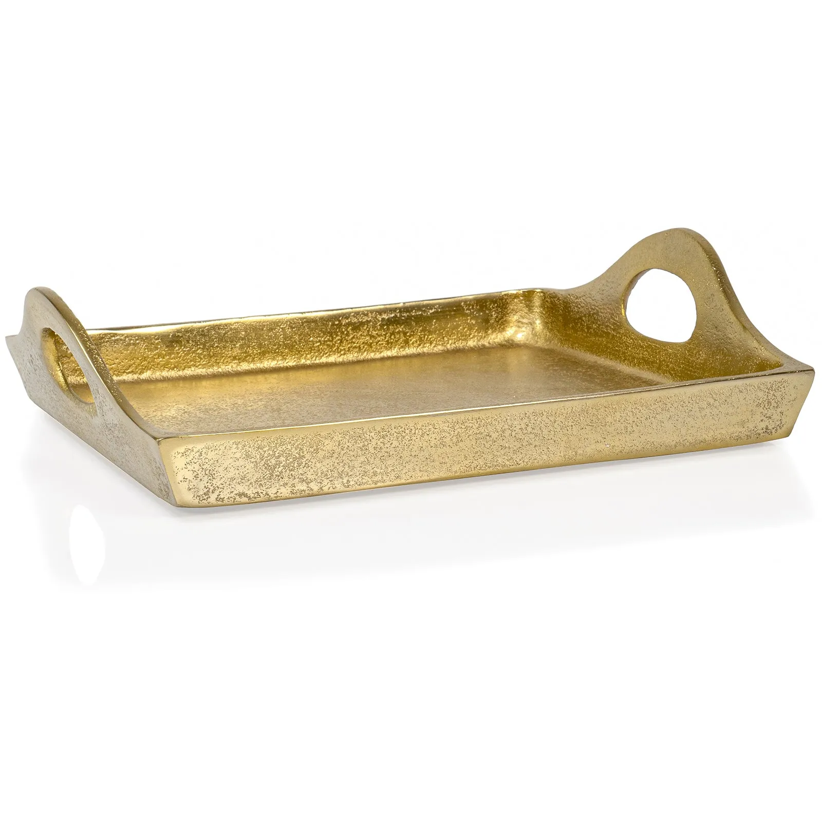 Red Co. 11 inch Square Textured Aluminum Decorative Bar/Vanity/Serving Tray with Handles, Gold