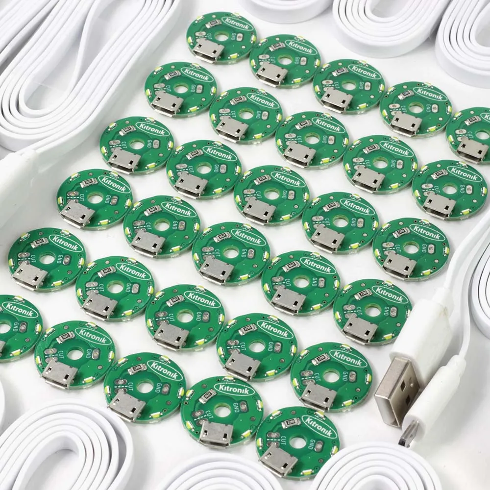 Round Side Illuminated LED Modules and USB Power Leads (30 Pack)