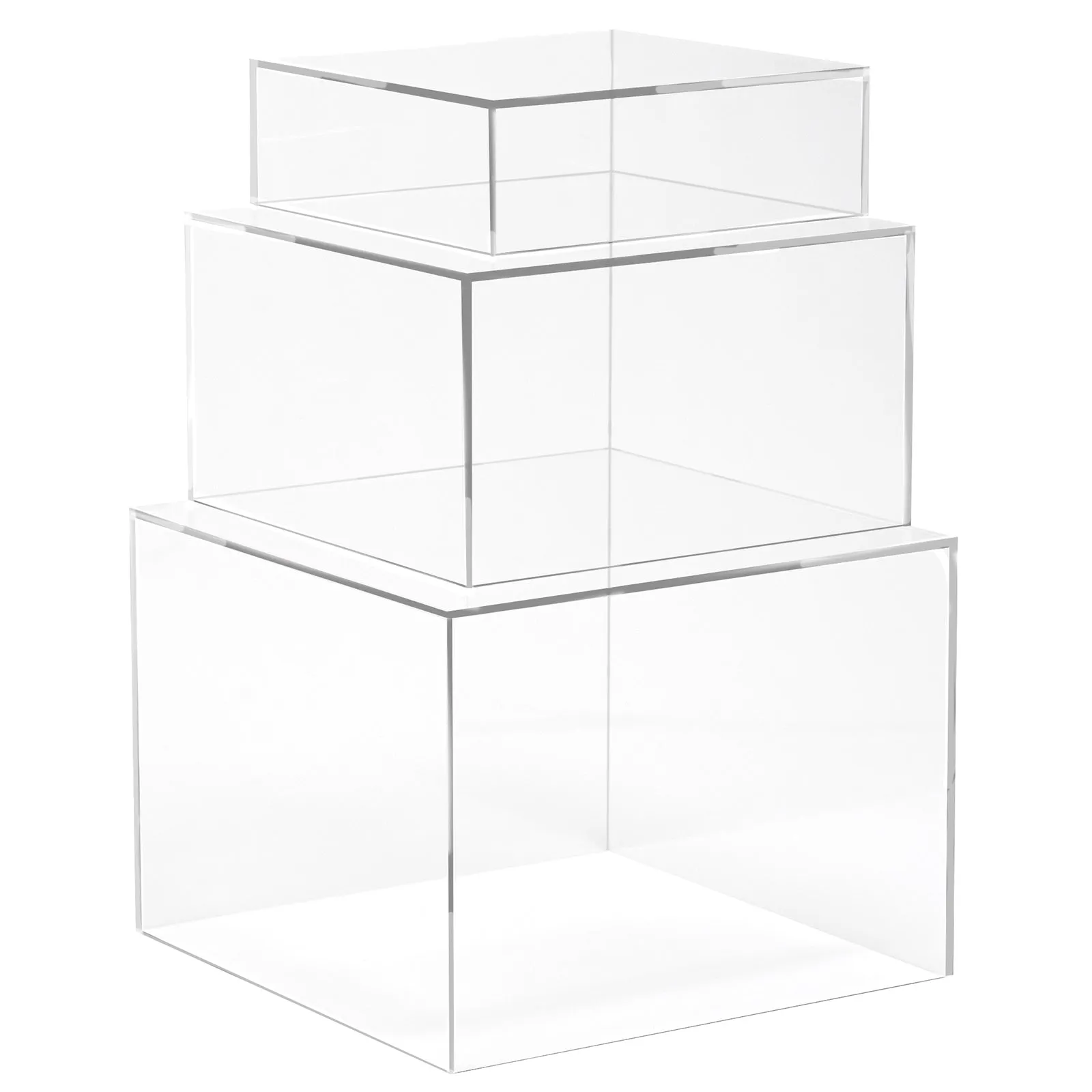 Set of 3 Acrylic Cube Display Nesting Risers with Hollow Bottoms