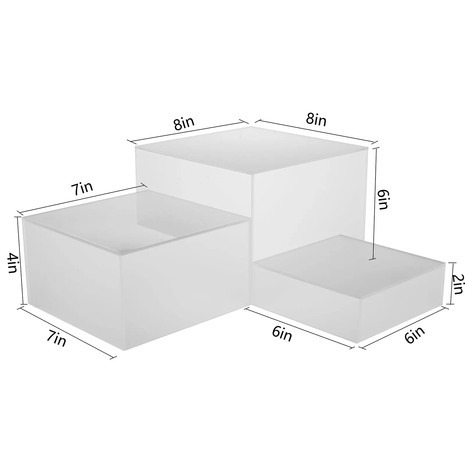 Set of 3 Acrylic Cube Display Nesting Risers with Hollow Bottoms