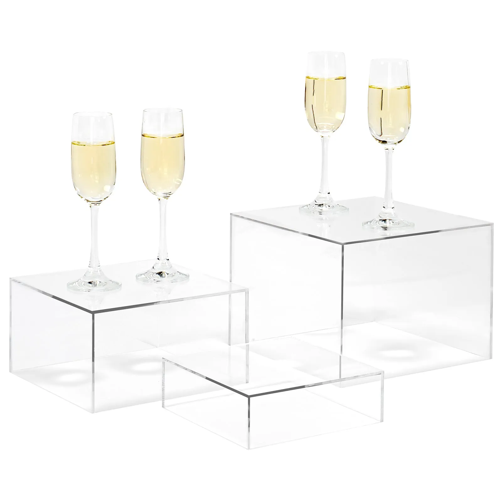 Set of 3 Acrylic Cube Display Nesting Risers with Hollow Bottoms