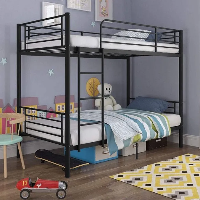 Single/Single Simple Black Metal Bunkbed